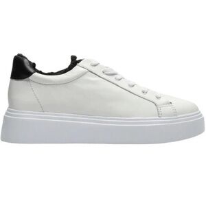 SCHUTZ KRISTEN WHITE LEATHER PLAIN SNEAKERS SHEARLING SIZE 8.5 EUC